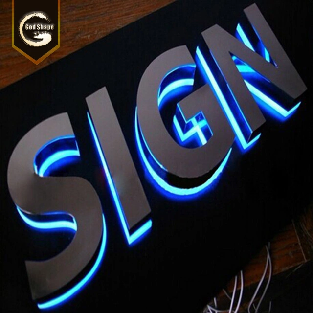 Outdoor or Indoor 3D Custom Metal Stainless Steel Halo Lit Letter Illuminated LED Backlit Logo Sign