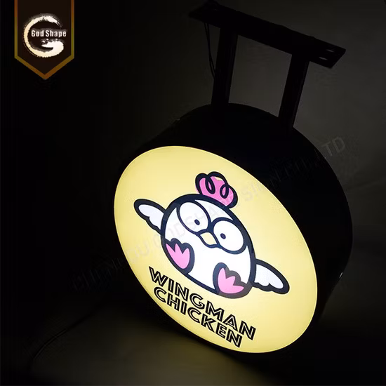 Wholesale Outdoor Bar Beer Pizza Restaurant Coffee Shop Logo Brand Advertising Round Light Box Blade Sign